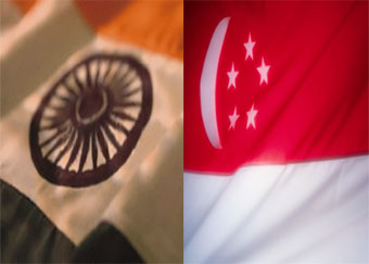 India And Singapore Flags