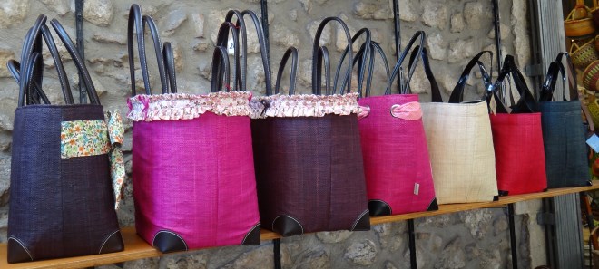 Color bags in Antibes market in France