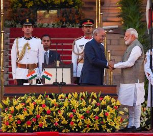 May 30, 2019: Prime Minister Narendra Modi greets President Kovind after taking oath to office in New Delhi