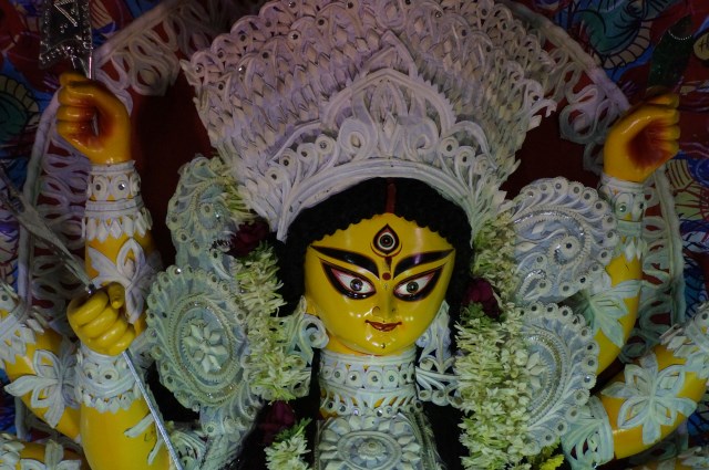 Durga idol at one of the Durga puja pandals in Bangalore